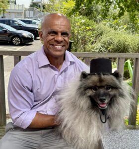 Dog with Westport, CT 1st Selectman candidate Kevin Christie